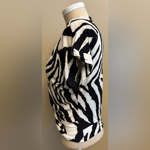 New Look Black White zebra print twist front Blouse Elegant Top women's size S - Picture 4 of 8